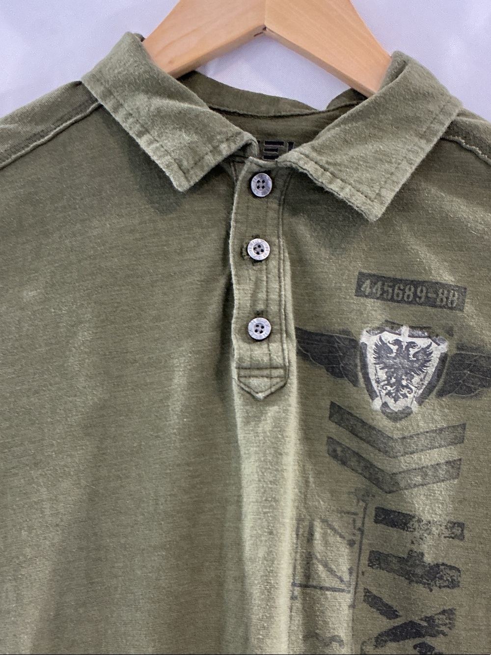 Helix Olive Green Short-Sleeve Polo with Chest Print - Picture 3 of 7